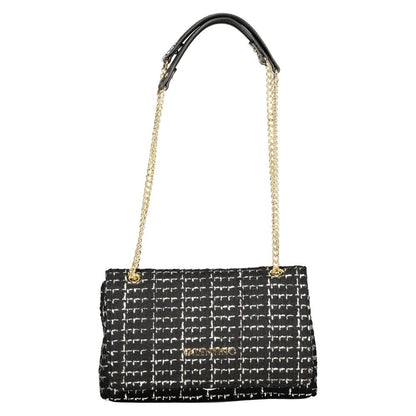 Shoulder Handbag by Mario Valentino for women in polyester black & signature presents a ornamental silhouette, showcasing a secure snap, ample internal-pockets, and versatile shoulder-strap & handle for a ornamental finish.