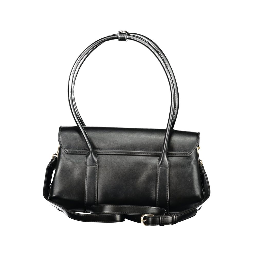 This Shopper Handbag by Mario Valentino for women in polyethylene and black presents a sculptural silhouette featuring a secure snap & zipper, ample built-in-compartments & internal-pockets, and versatile shoulder-strap, adjustable-strap & handle for a sculptural finish.