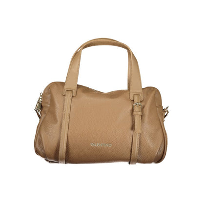 Handbag by Mario Valentino for women in polyethylene brown features a signature silhouette, showcasing a secure zipper and signature internal-pockets with versatile shoulder-strap, handle & adjustable-strap for a sophisticated look.