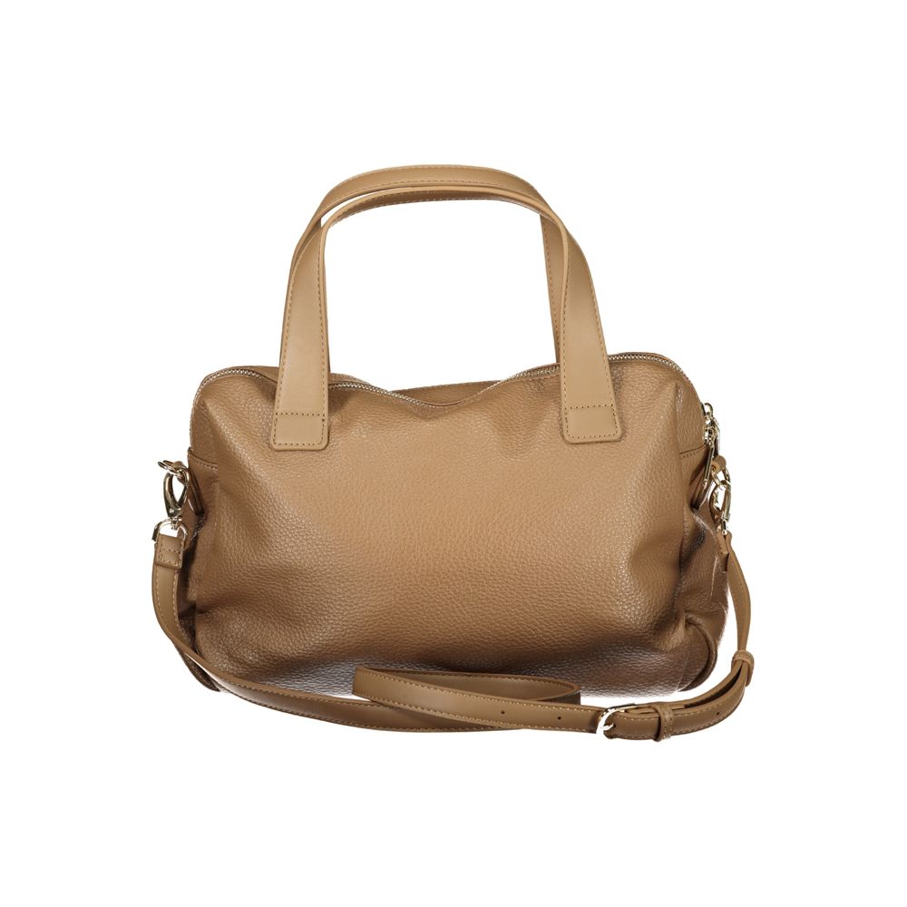 Handbag by Mario Valentino for women in polyethylene brown features a ornamental silhouette, showcasing a secure zipper, ample internal-pockets, and ornamental shoulder-strap, handle & adjustable-strap for a sophisticated look.