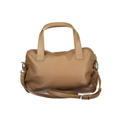 Handbag by Mario Valentino for women in polyethylene brown features a ornamental silhouette, showcasing a secure zipper, ample internal-pockets, and ornamental shoulder-strap, handle & adjustable-strap for a sophisticated look.