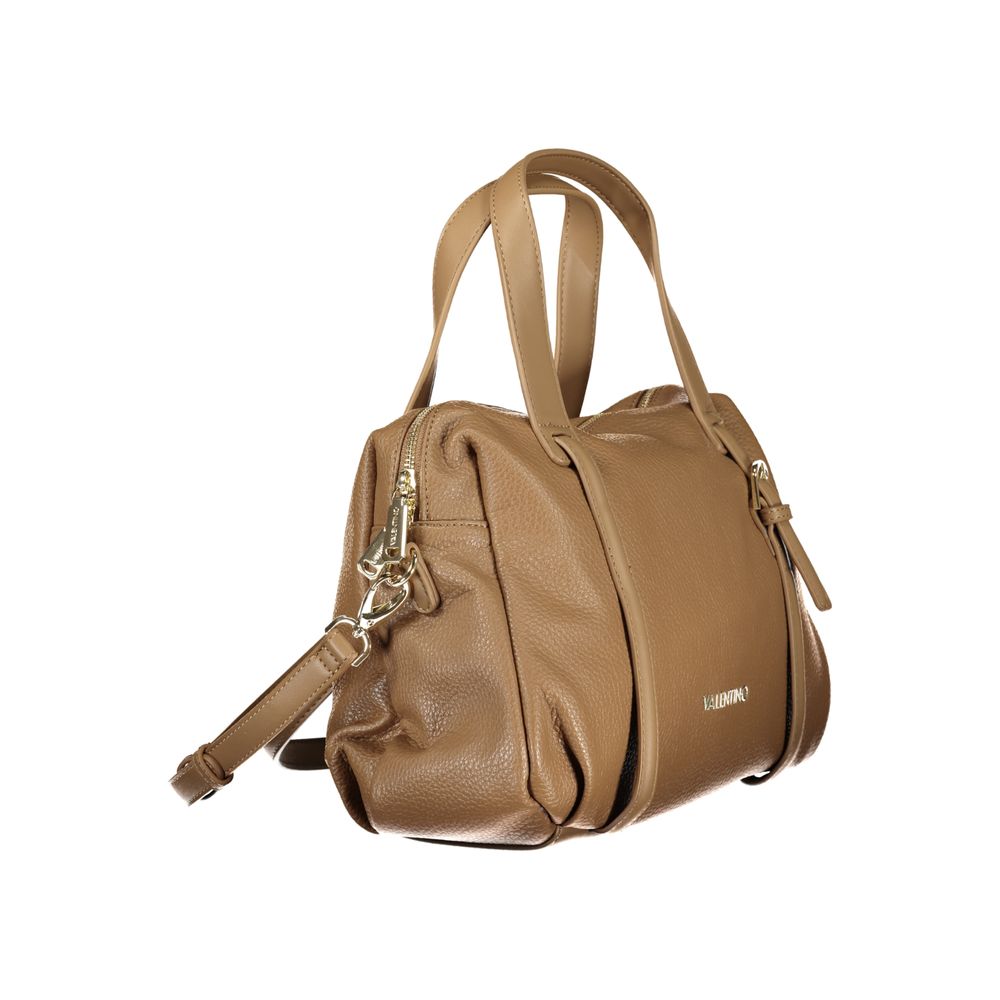 Handbag by Mario Valentino for women in polyethylene brown features a ornamental silhouette, showcasing a secure zipper, ample internal-pockets, and ornamental shoulder-strap, handle & adjustable-strap for a sophisticated look.