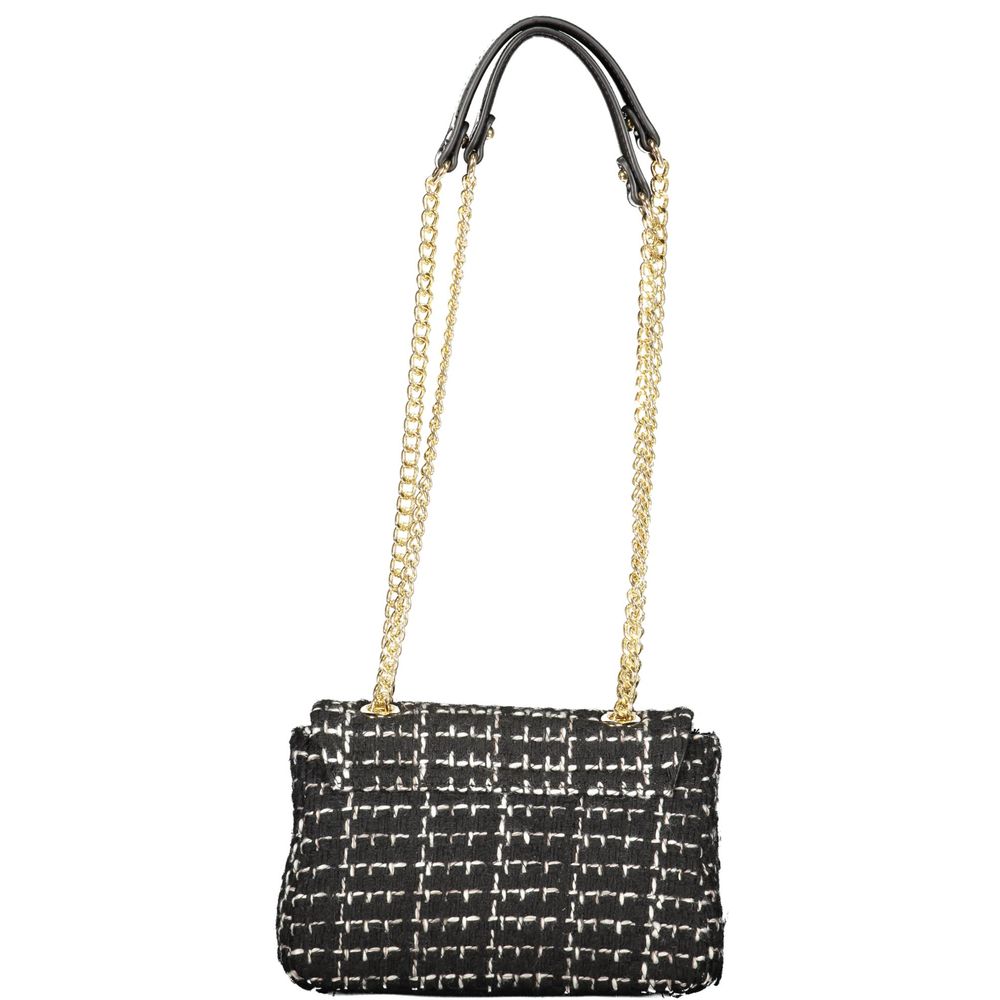 Shoulder Handbag by Mario Valentino for women in polyester black features a refined silhouette, showcasing a secure snap, organized internal-pockets, and versatile shoulder-strap & handle for a refined finish.