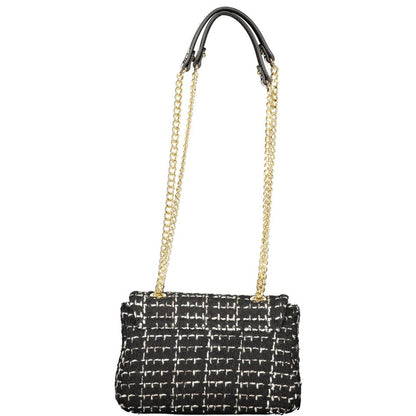 Shoulder Handbag by Mario Valentino for women in polyester black features a refined silhouette, showcasing a secure snap, organized internal-pockets, and versatile shoulder-strap & handle for a refined finish.