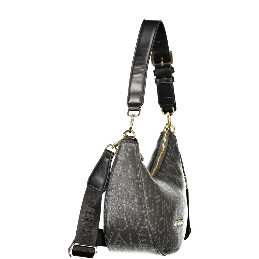 Handbag by Mario Valentino for women in polyethylene black & signature features an refined silhouette, showcasing a secure zipper, ample internal-pockets, and versatile shoulder-strap, adjustable-strap & handle for a sophisticated refined aesthetic.