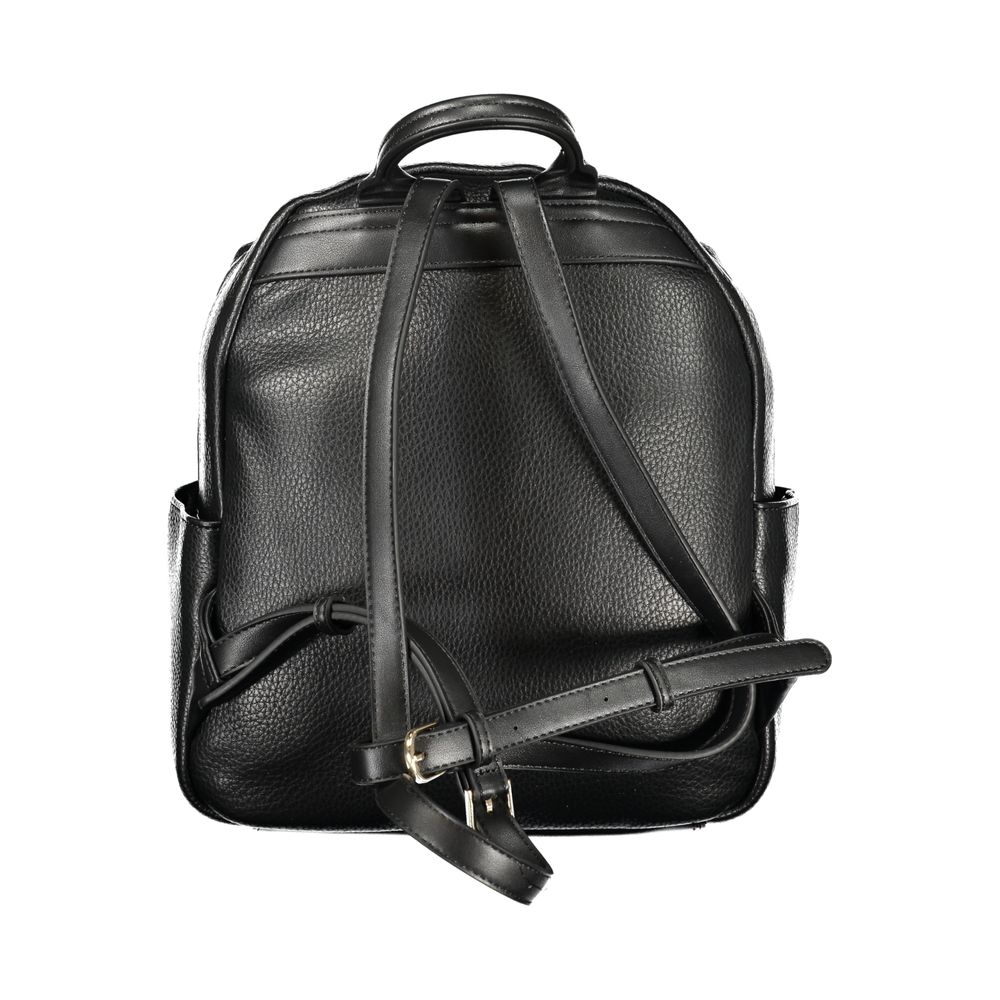 Backpack by Mario Valentino for women in polyethylene black features an stately silhouette from the Polyethylene Backpack range, with a secure zipper, ample built-in-compartments, external-pockets & internal-pockets, and versatile handle, backpack-strap & adjustable-strap.