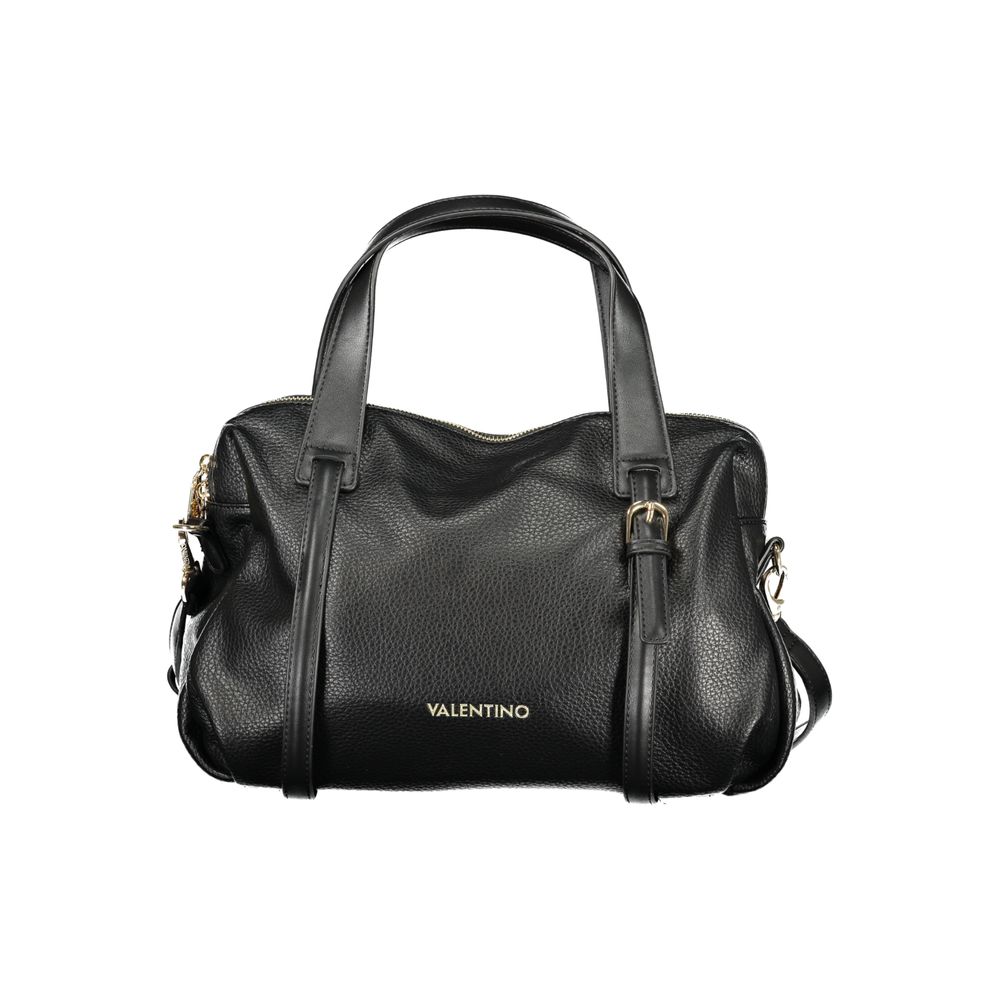 Handbag by Mario Valentino for women in polyethylene black features a ornamental silhouette, showcasing a secure zipper, ample internal-pockets, and ornamental shoulder-strap, handle & adjustable-strap for a sophisticated look.