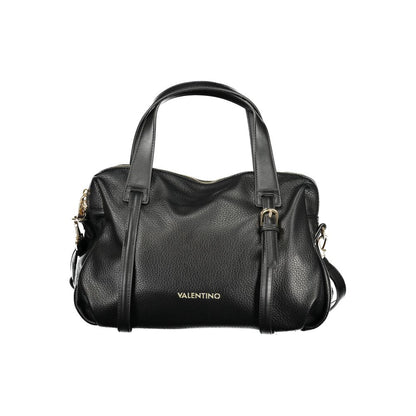 Handbag by Mario Valentino for women in polyethylene black features a ornamental silhouette, showcasing a secure zipper, ample internal-pockets, and ornamental shoulder-strap, handle & adjustable-strap for a sophisticated look.