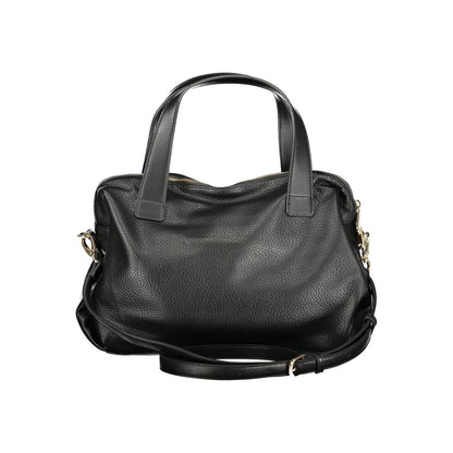 Handbag by Mario Valentino for women in polyethylene black features a signature silhouette, showcasing a secure zipper and signature internal-pockets with versatile shoulder-strap, handle & adjustable-strap for a sophisticated look.