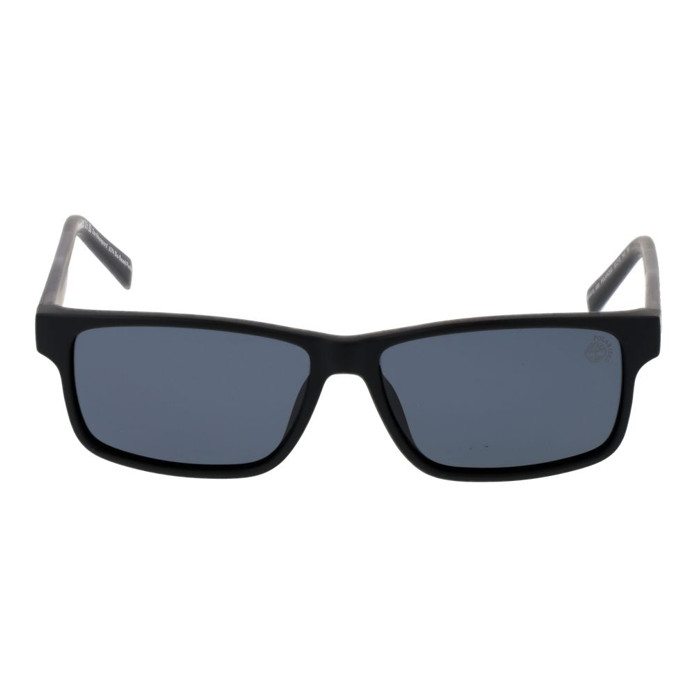 Sunglasses by Timberland for unisex in stainless steel and black presents a sumptuous silhouette, featuring black coloured frame and rectangle full-rim frame design with polarized category-3-dark-tint lens for a sumptuous look.
