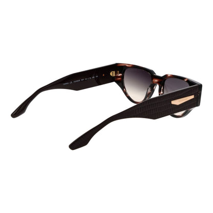 Sunglasses by Trussardi for women in acetate brown features an lustrous rectangle full-rim frame design with brown coloured frame detailing and gradient category-3-dark-tint lens for a lustrous aesthetic.