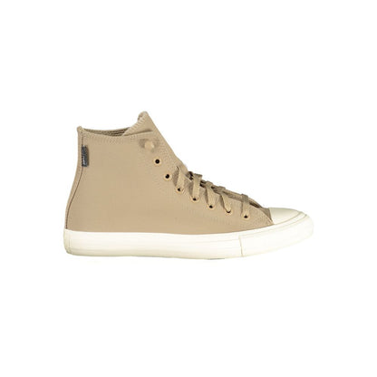Athletic Sneakers by Converse for women in polyacrylic leather beige features an architectural silhouette, showcasing the premium athletic style of the Women's Athletic Polyacrylic Leather Sneakers with an architectural finish.