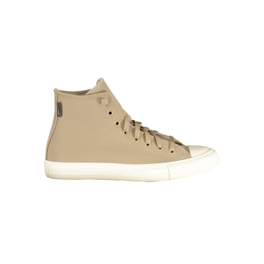 Athletic Sneakers by Converse for women in polyacrylic leather beige features an architectural silhouette, showcasing the premium athletic style of the Women's Athletic Polyacrylic Leather Sneakers with an architectural finish.