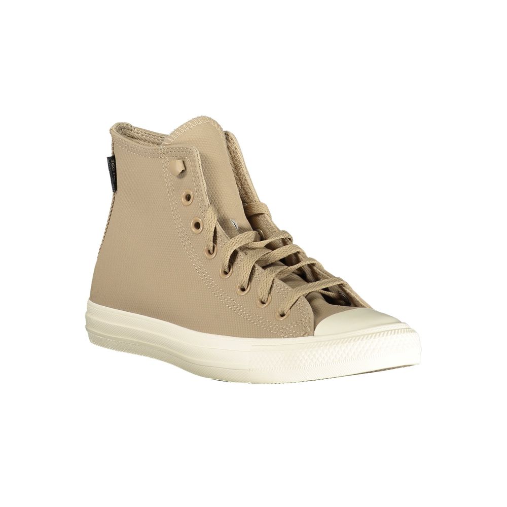 Athletic Sneakers by Converse for men in polyester rubber leather beige showcases an impeccable silhouette, defined by an impeccable high-top style design that perfectly captures the essence of the Men's High-Top Polyester Rubber Leather Athletic Sneakers.