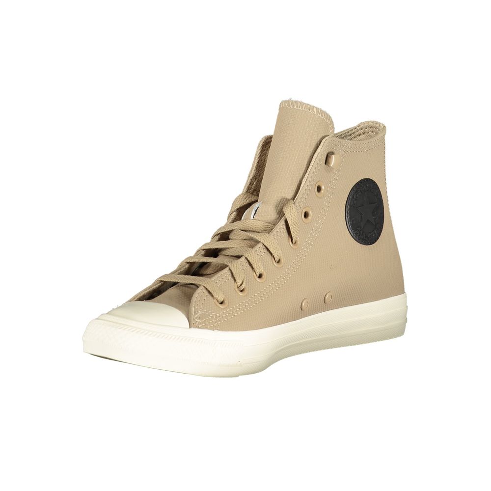 Athletic Sneakers by Converse for men in polyester rubber leather beige features an architectural silhouette, showcasing the premium high-top style of the Men's High-Top Polyester Rubber Leather Athletic Sneakers with an architectural finish.