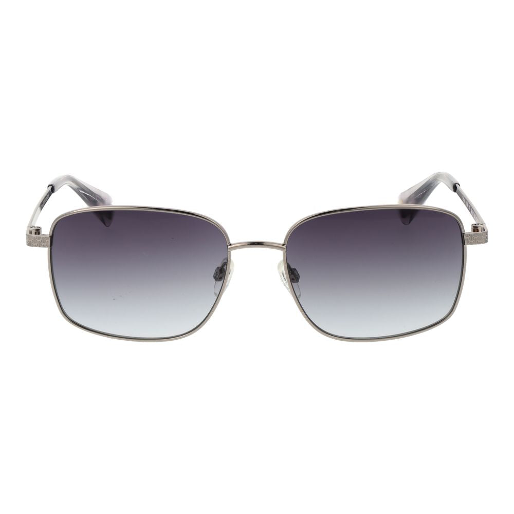 This Sunglasses by Ted Baker for unisex in metal gray presents a sumptuous silhouette, showcasing a sumptuous full-rim frame design in gray coloured frame and high-performance gradient category-3-dark-tint lens.