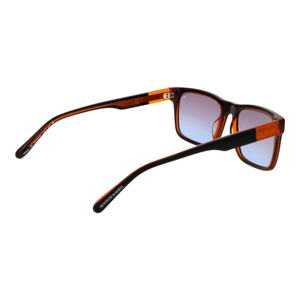 Sunglasses by Scotch & Soda for men in acetate and black presents a sumptuous silhouette, featuring black coloured frame and full-rim square frame design with gradient category-2-medium-tint lens for a sumptuous look.