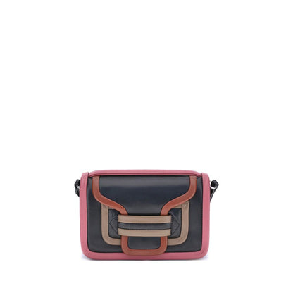 Large Shoulder Flap Bag by Pierre Hardy for women in bos taurus calf leather multicolor features a enviable silhouette, showcasing a secure flap, magnetic & button, ample single-compartment, and enviable shoulder-strap, handle & adjustable-strap for a enviable finish.