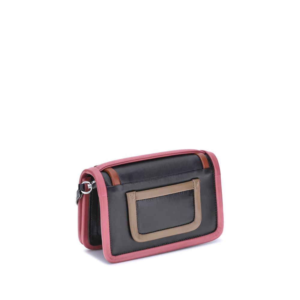 Large Shoulder Flap Bag by Pierre Hardy for women in bos taurus calf leather multicolor features a effortless chic silhouette with a secure flap, magnetic & button, ample single-compartment, and versatile shoulder-strap, handle & adjustable-strap for a effortless chic finish.