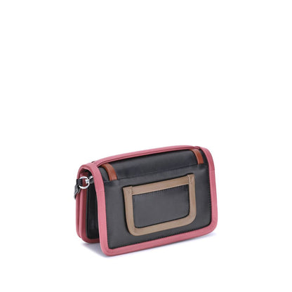 Large Shoulder Flap Bag by Pierre Hardy for women in bos taurus calf leather multicolor features a effortless chic silhouette with a secure flap, magnetic & button, ample single-compartment, and versatile shoulder-strap, handle & adjustable-strap for a effortless chic finish.