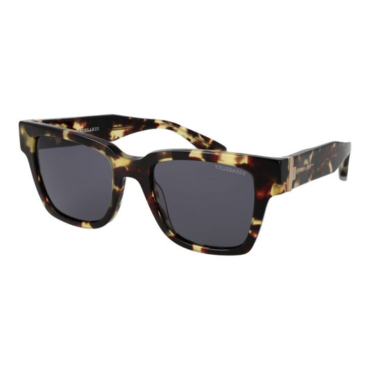 Sunglasses by Trussardi for men in acetate and brown presents a sumptuous silhouette, featuring brown coloured frame and full-rim square frame design with non-polarized category-3-dark-tint lens for a sumptuous look.