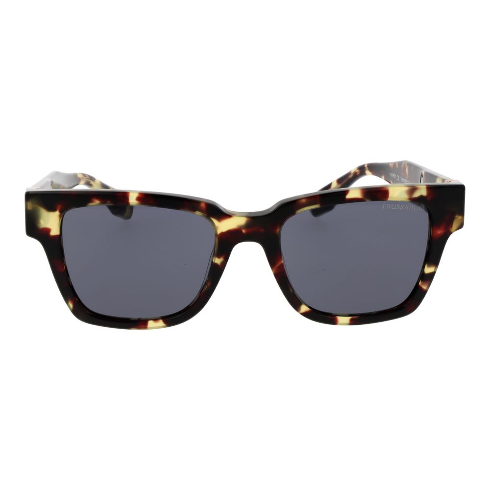 Sunglasses by Trussardi for men in brown & gray features an lustrous full-rim square frame design with brown coloured frame detailing and category-3-dark-tint lens for a lustrous aesthetic.