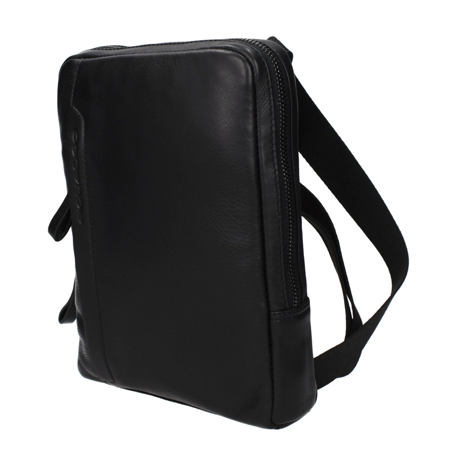 Crossbody Messenger Bag by Piquadro for men in leather black showcases a artisanal Leather Crossbody Messenger Bag design, featuring a secure and ample with versatile crossbody-strap & adjustable-strap for a artisanal look.