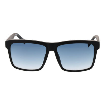 Sunglasses by Timberland for men in stainless steel and black featuring an opulent full-rim square frame design with a sophisticated black coloured frame finish and high-performance gradient category-2-medium-tint lens.