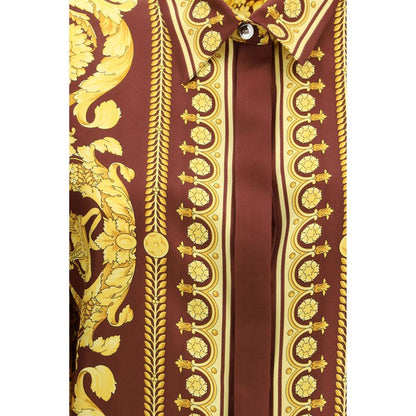 Shirt by Versace for women in silk bordeaux, patterned & print, featuring a nuanced and nuanced for a sophisticated finish.