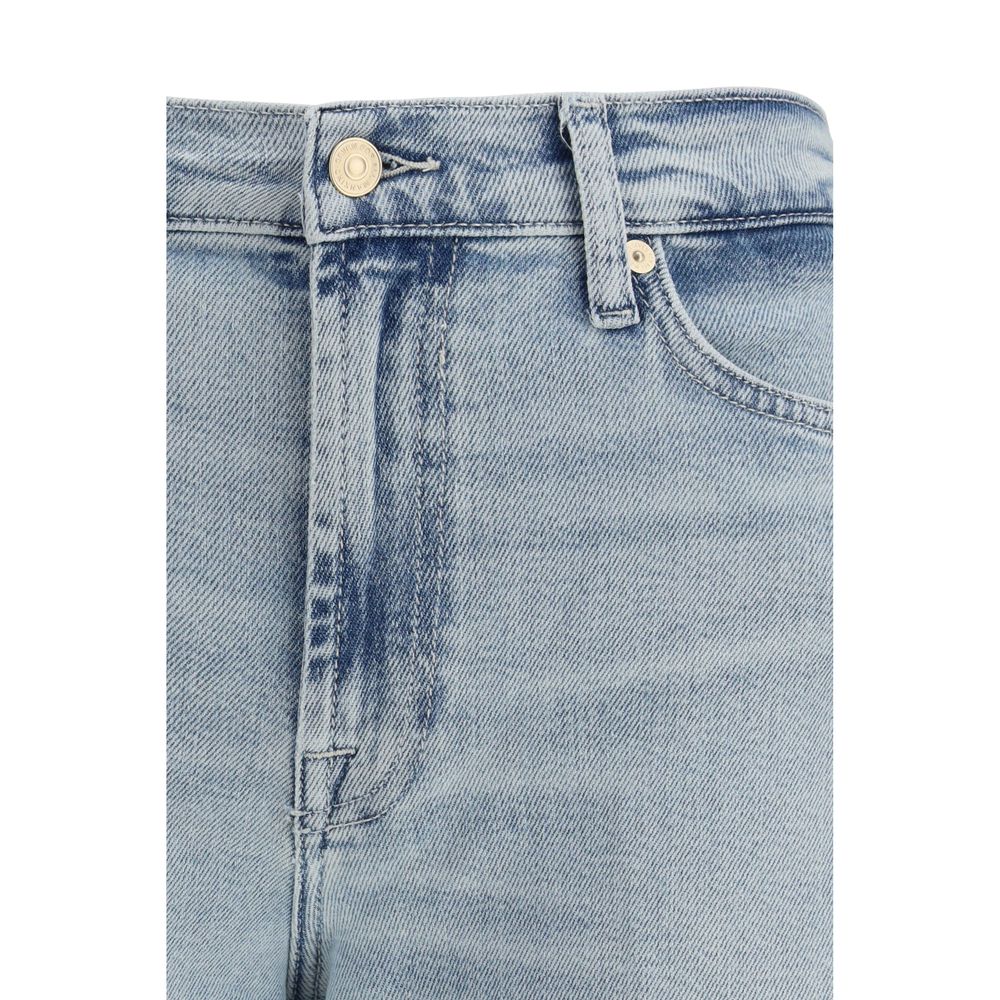 Jeans by 7FOR for women in stretch denim cotton twill light-blue & natural features an sophisticated and relaxed-fit, wide & oversized with a precise long, creating a sophisticated and sophisticated silhouette.