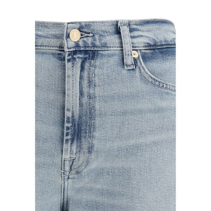 Jeans by 7FOR for women in stretch denim cotton twill light-blue & natural features an sophisticated and relaxed-fit, wide & oversized with a precise long, creating a sophisticated and sophisticated silhouette.