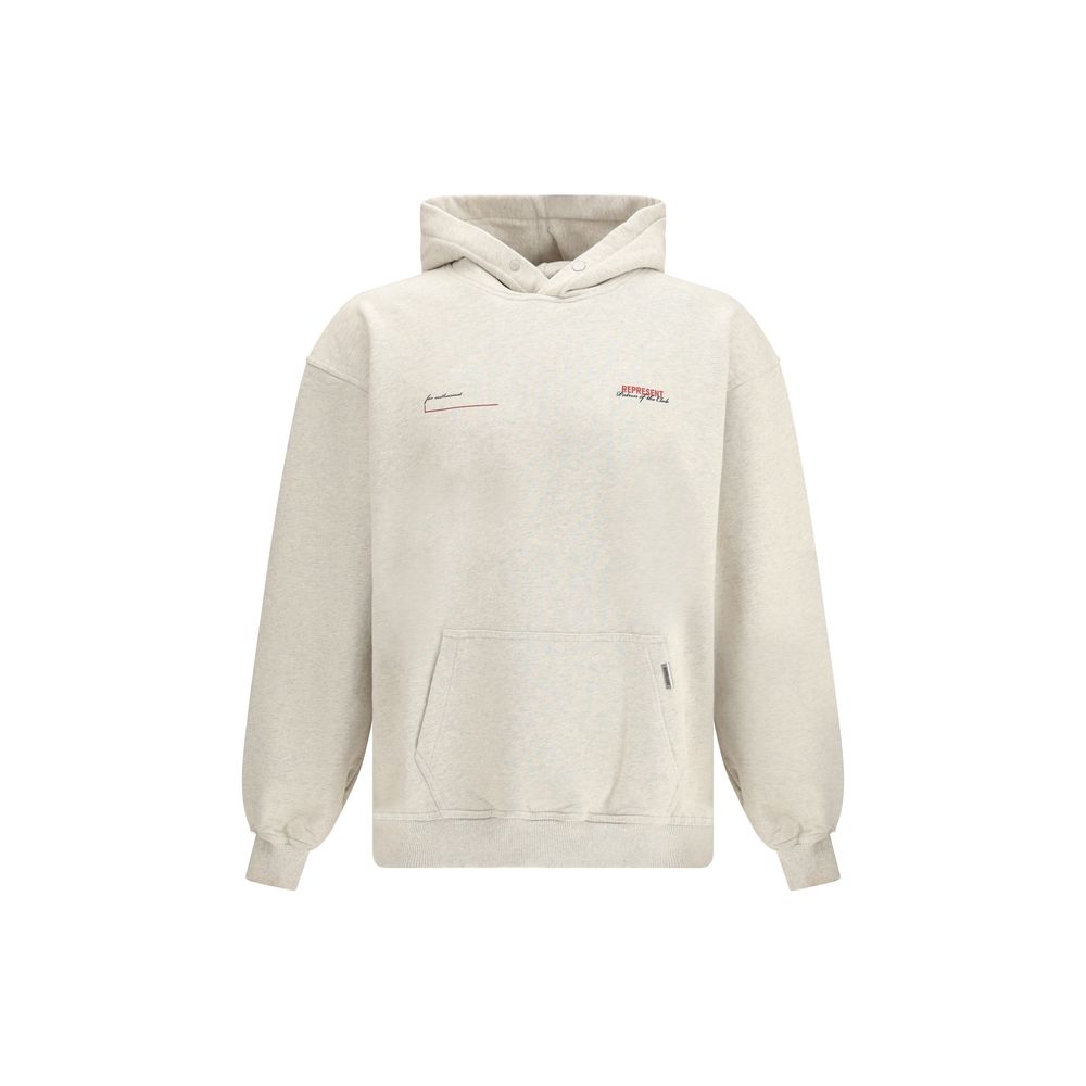 Sweatshirt Hoodie by Represent for men in cotton beige & monogram features an luminous silhouette, showcasing a sophisticated hooded neckline and for a truly luminous look.