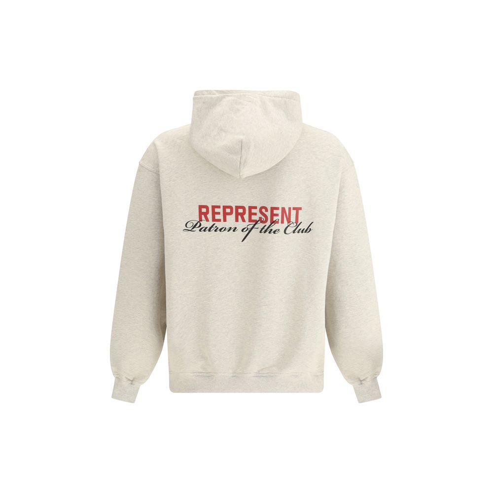 Sweatshirt Hoodie by Represent for men in cotton beige & monogram features a edgy silhouette, detailed with a edgy hooded neckline and for a refined finish.