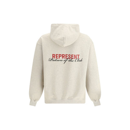 Sweatshirt Hoodie by Represent for men in cotton beige & monogram features a edgy silhouette, detailed with a edgy hooded neckline and for a refined finish.