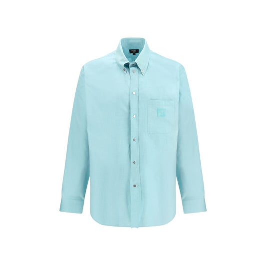 Dress Shirt by Fendi for men in cotton burgundy, light-blue & signature showcases a sharp silhouette, elegantly detailed with a sharp button-down-collar neckline and sharp long-sleeve.