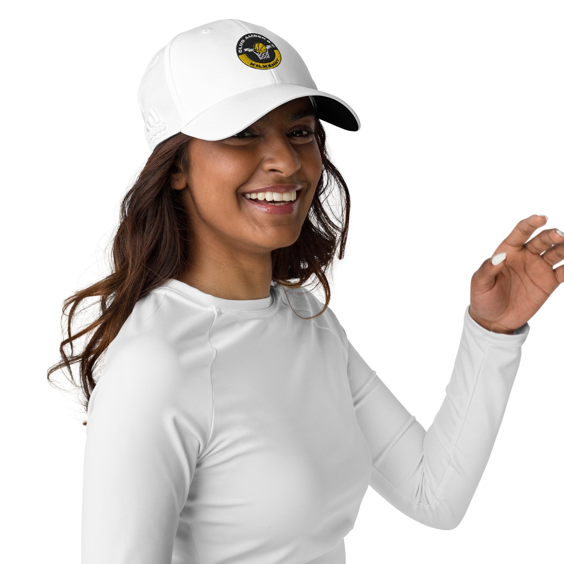 Club Amber Basketball Kilkenny Adidas Dad Hat - Designed by Moon Behind The Hill Available to Buy at a Discounted Price on Moon Behind The Hill Online Designer Discount Store