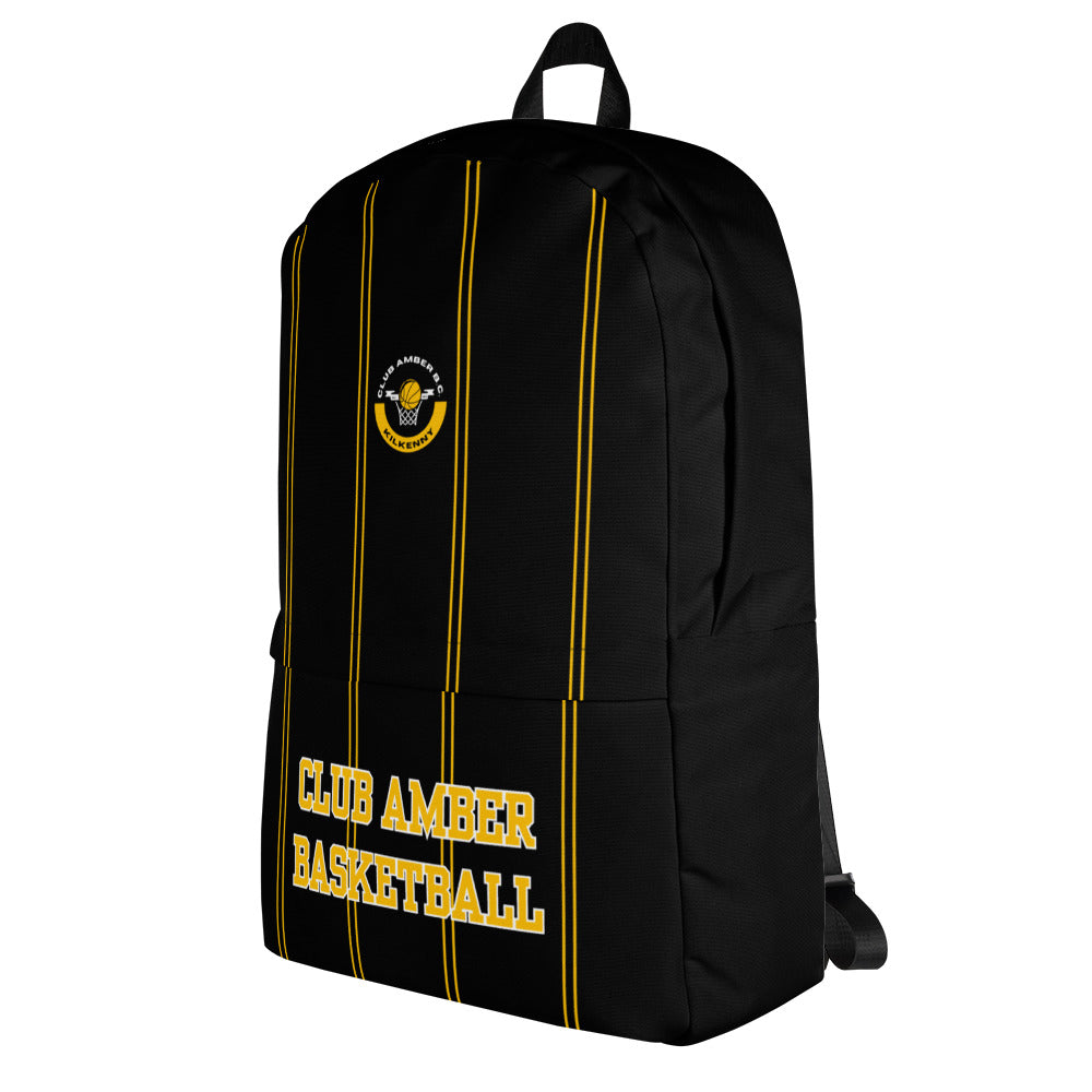 Medium Travel Backpack by Moon Behind The Hill for unisex in polyester & mesh amber & black features a refined silhouette, showcasing the Polyester & Mesh Medium Travel Backpack design with a secure zipper, ample built-in-compartments, external-pockets, internal-pockets & laptop-compartment, and versatile backpack-strap.