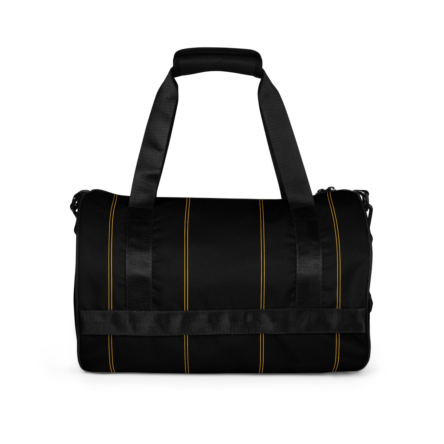 Gym Duffel Bag by Moon Behind The Hill for men in polyester amber, black & print presents a refined Polyester Gym Duffel Bag design, showcasing a secure and refined internal-pockets with versatile shoulder-strap, detachable-strap & handle.