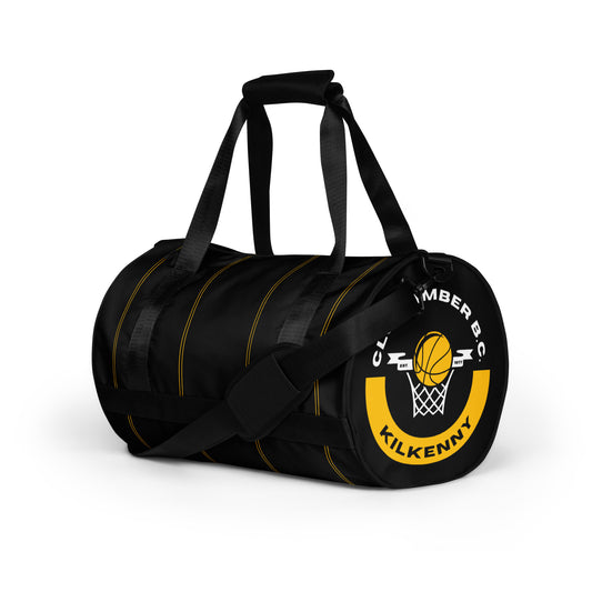 Gym Duffel Bag by Moon Behind The Hill for men in polyester amber, black & print features a meticulous Polyester Gym Duffel Bag design with a secure , ample internal-pockets, and versatile shoulder-strap, detachable-strap & handle for a meticulous travel finish.