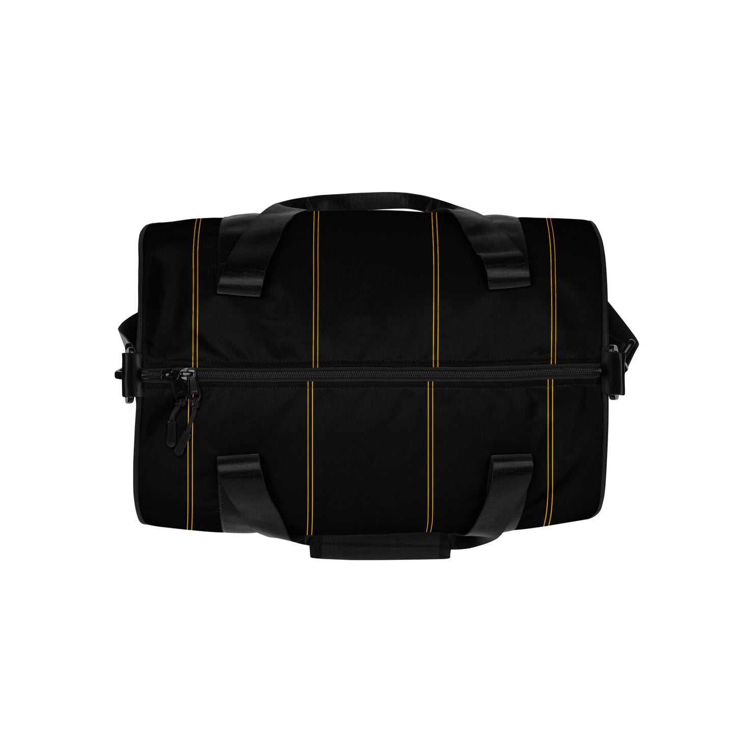 Gym Duffel Bag by Moon Behind The Hill for men in polyester amber, black & print features a meticulous Polyester Gym Duffel Bag design with a secure , ample internal-pockets, and versatile shoulder-strap, detachable-strap & handle for a meticulous travel finish.