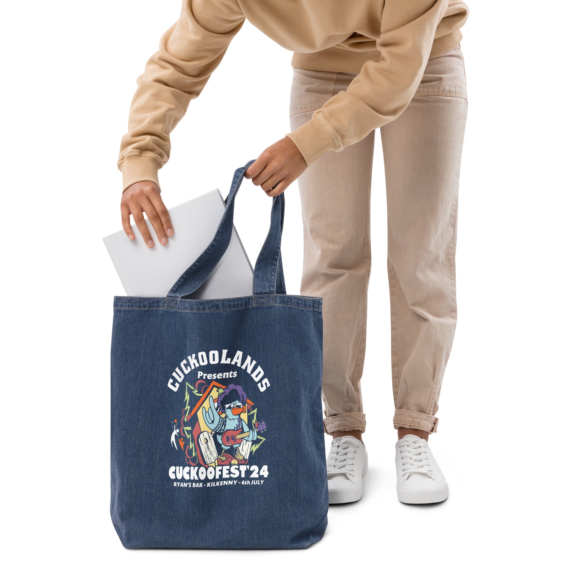 Small Gym Tote Bag by Moon Behind The Hill for unisex in organic denim cotton print features a jet-set Organic Denim Cotton Small Gym Tote Bag design, complete with a secure , ample internal-pockets, and versatile handle for a jet-set look.