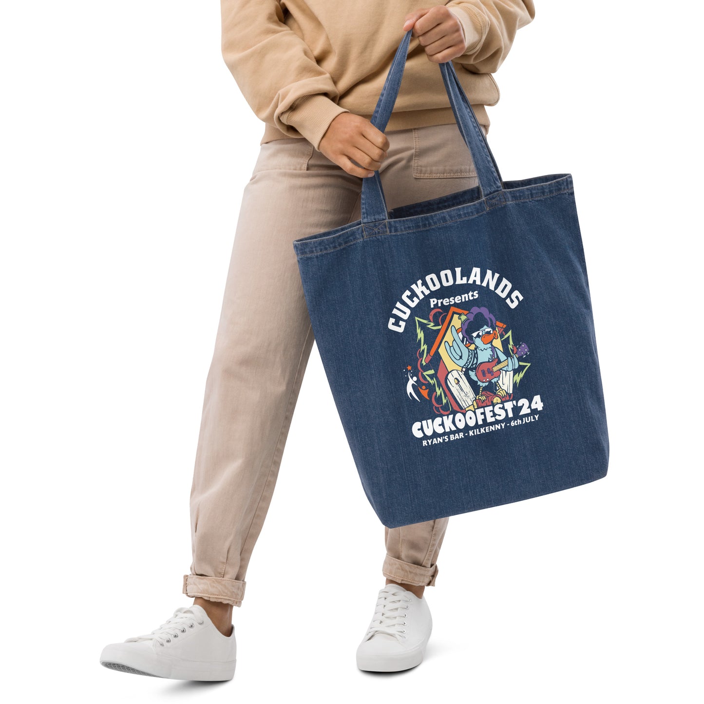 Small Gym Tote Bag by Moon Behind The Hill for unisex in organic denim cotton print showcases a statuesque Organic Denim Cotton Small Gym Tote Bag design, featuring a secure , ample internal-pockets, and versatile handle for a statuesque finish.