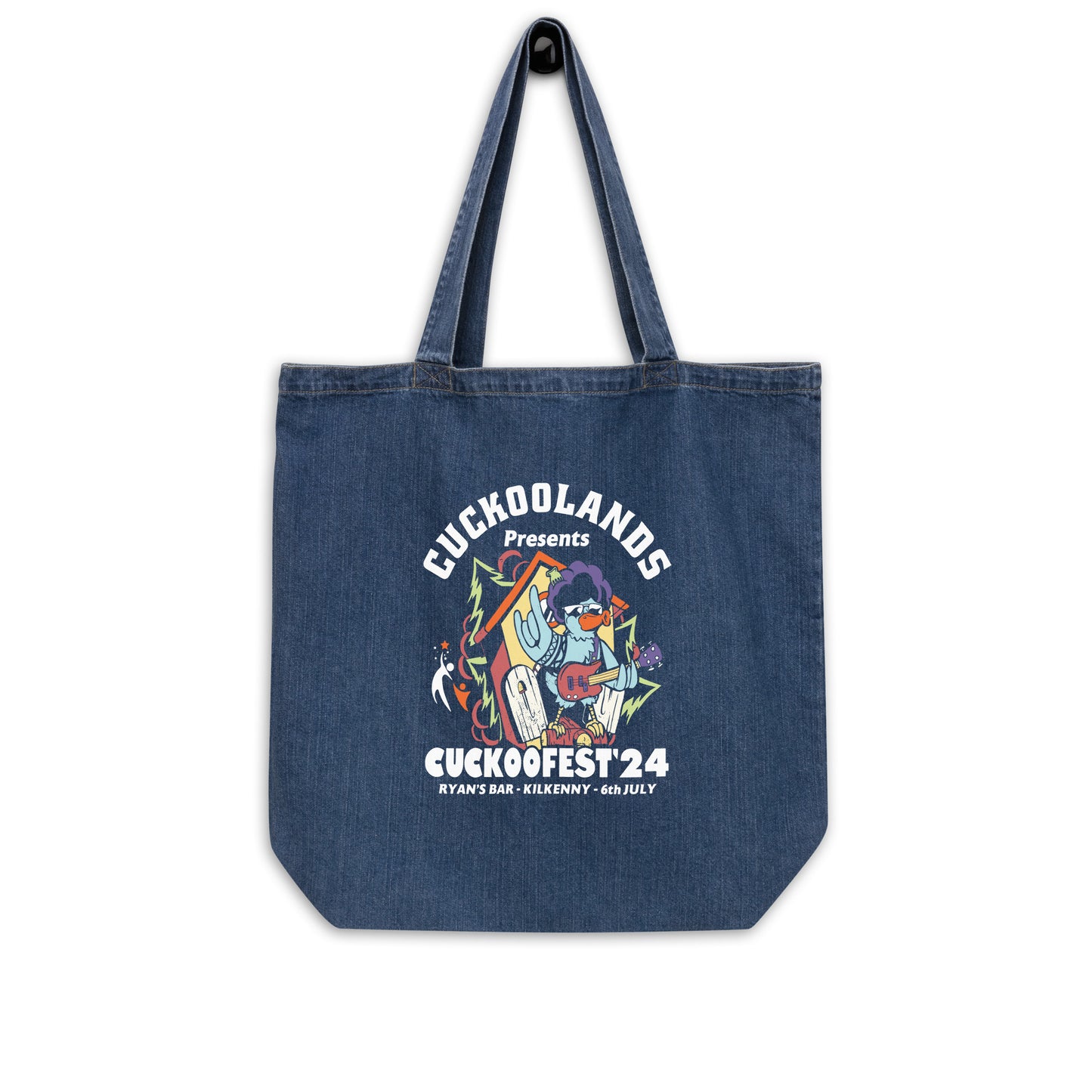 Small Gym Tote Bag by Moon Behind The Hill for unisex in organic denim cotton print features an jet-set-ready silhouette, showcasing the Organic Denim Cotton Small Gym Tote Bag design with a secure , ample internal-pockets, and versatile handle.