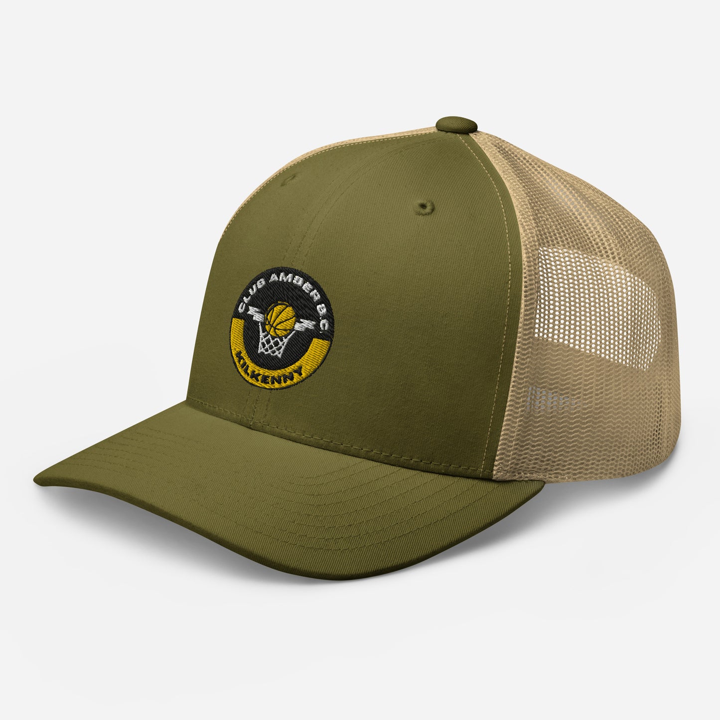 Club Amber Basketball Kilkenny Trucker Cap - Designed by Moon Behind The Hill Available to Buy at a Discounted Price on Moon Behind The Hill Online Designer Discount Store