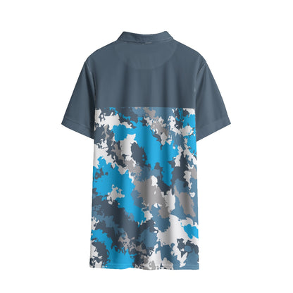 O'Riada's Golf Society Blue & Grey Camo Men's Polo Shirt | Birdseye