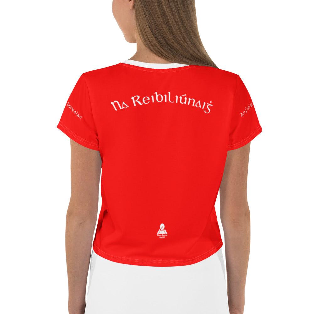 Women's Corcaiġ Retro Cork Supporters Crop Tee designed by Moon Behind The Hill available from Moon Behind The Hill's Women's Clothing range