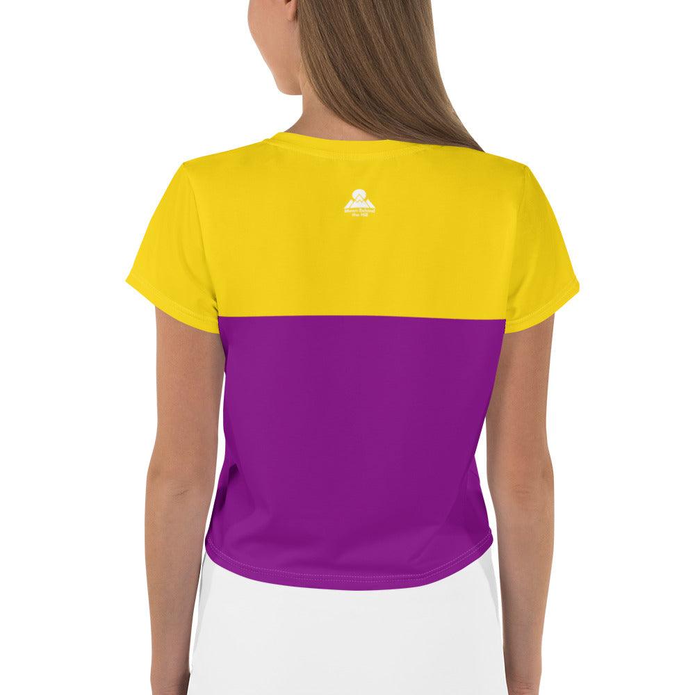 Women's Loċ Garman 1950s Retro Wexford Supporters Print Crop Tee designed by Moon Behind The Hill available from Moon Behind The Hill's Women's Clothing range