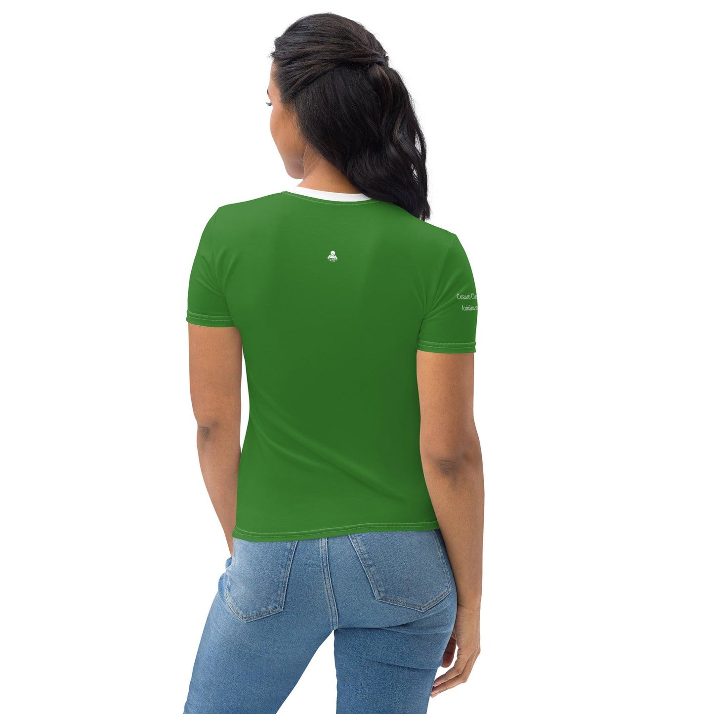 Women's Luimneaċ 1940 Retro Mick Mackey Limerick Supporter T-shirt designed by Moon Behind The Hill available from Moon Behind The Hill 's Clothing > Shirts & Tops > Womens range