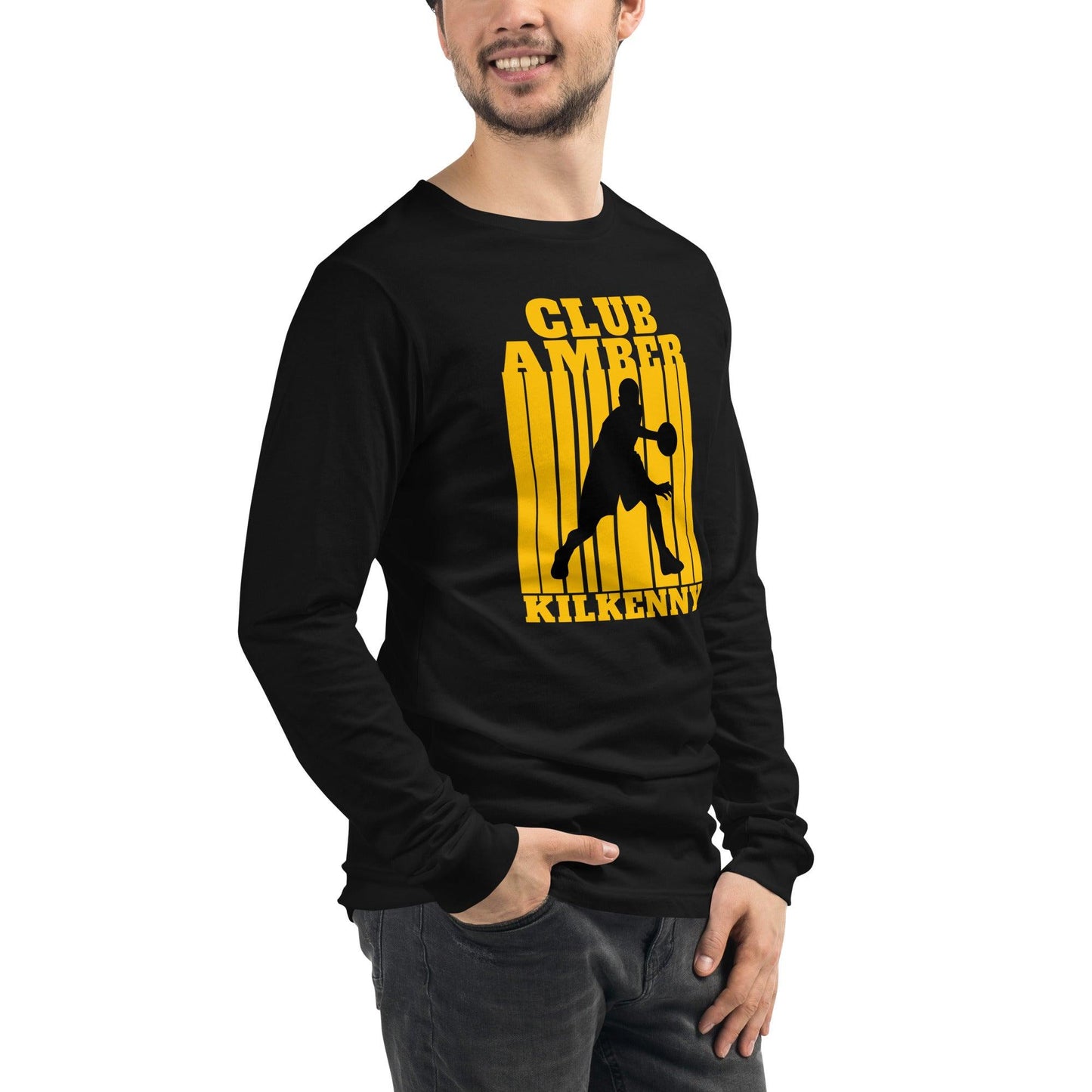 Club Amber Kilkenny Unisex Long Sleeve Tee - Designed by Moon Behind The Hill Available to Buy at a Discounted Price on Moon Behind The Hill Online Designer Discount Store