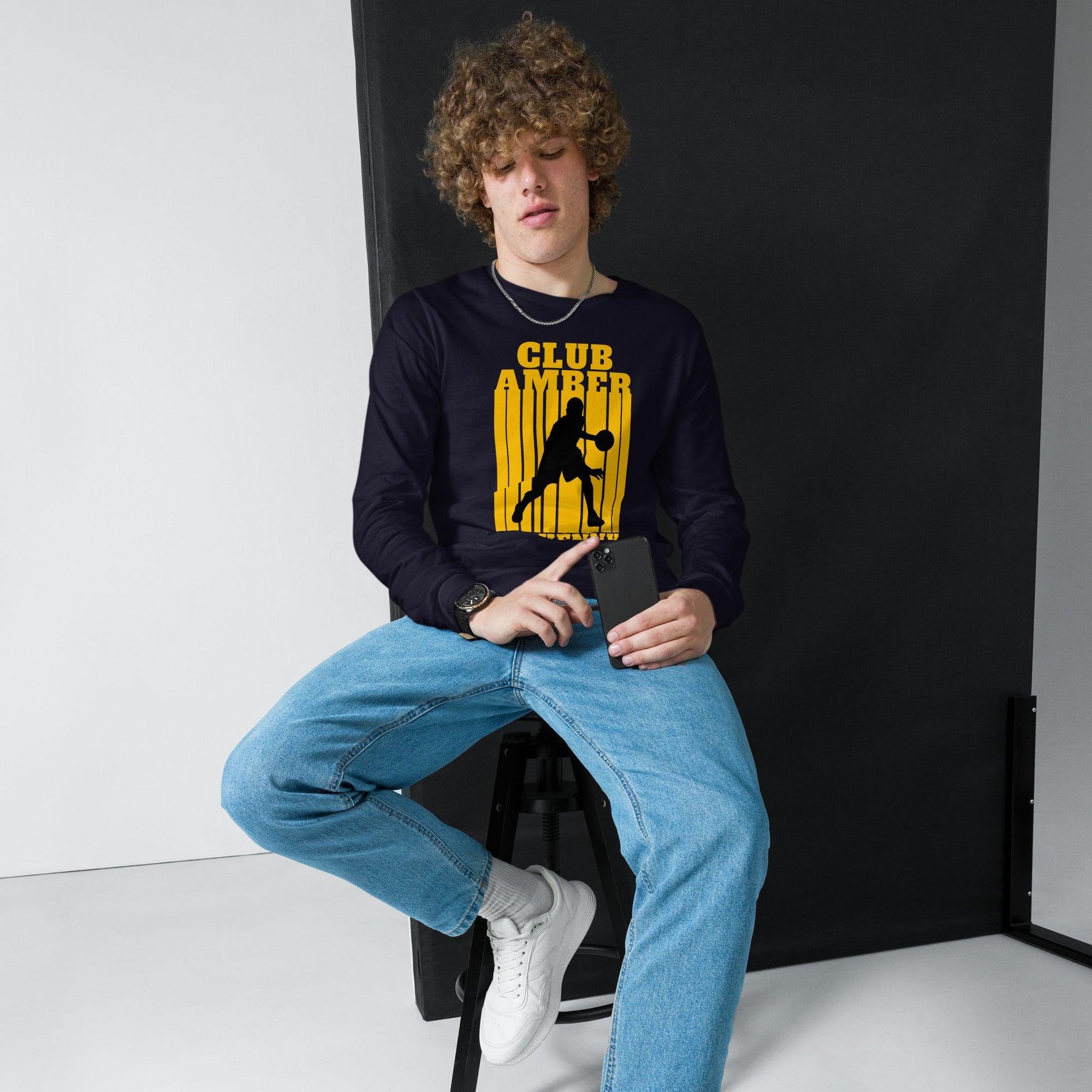 Club Amber Kilkenny Unisex Long Sleeve Tee - Designed by Moon Behind The Hill Available to Buy at a Discounted Price on Moon Behind The Hill Online Designer Discount Store